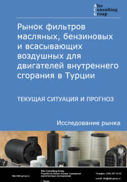 Обложка исследования: Анализ рынка фильтров масляных, бензиновых и всасывающих воздушных для двигателей внутреннего сгорания в Турции. Текущая ситуация и прогноз 2024-2028 гг.