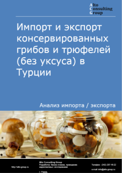 Обложка отчета: Анализ импорта и экспорта консервированных грибов и трюфелей (без уксуса) в Турции в 2021-2025 гг.