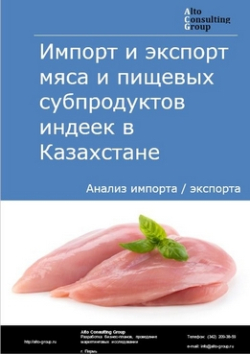 Импорт и экспорт мяса и пищевых субпродуктов индеек в Казахстане в 2019 г.