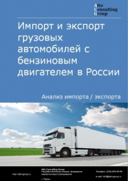 Обложка исследования: Анализ импорта и экспорта грузовых автомобилей с бензиновым двигателем в России в 2020-2024 гг.