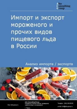 Импорт и экспорт мороженого и прочих видов пищевого льда в России в 2018 г.