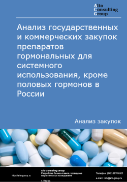 Обложка исследования: Анализ закупок препаратов гормональных для системного использования, кроме половых гормонов в России в 2024 г.