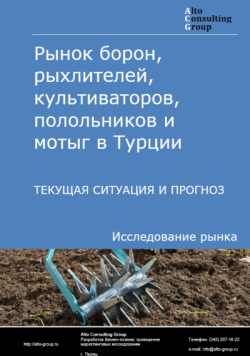 Обложка исследования: Анализ рынка борон, рыхлителей, культиваторов, полольников и мотыг в Турции. Текущая ситуация и прогноз 2025-2029 гг.