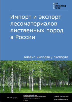 Импорт и экспорт лесоматериалов лиственных пород в России в 2023 г.
