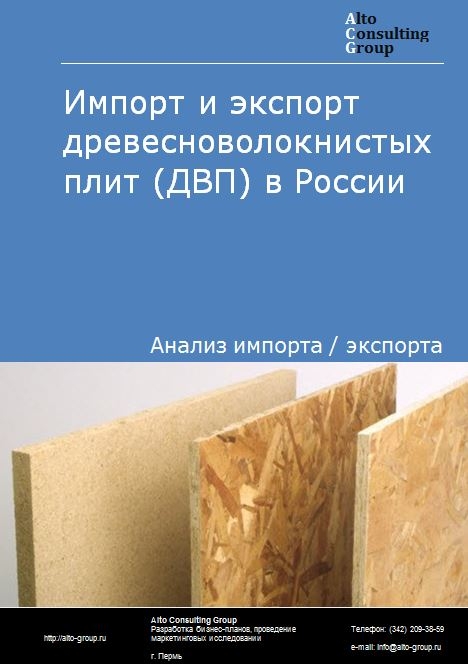 Импорт и экспорт древесноволокнистых плит (ДВП) в России в 2023 г.