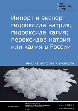 Импорт и экспорт гидроксида натрия; гидроксида калия; пероксидов натрия или калия в России в 2022 г.