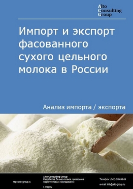 Импорт и экспорт фасованного сухого цельного молока в России в 2021 г.