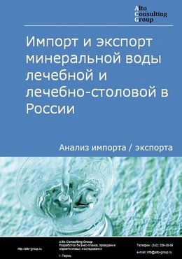 Импорт и экспорт минеральной воды лечебной и лечебно-столовой в России в 2022 г.