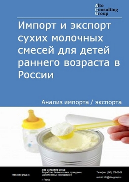 Импорт и экспорт сухих молочных смесей для детей раннего возраста в России в 2023 г.